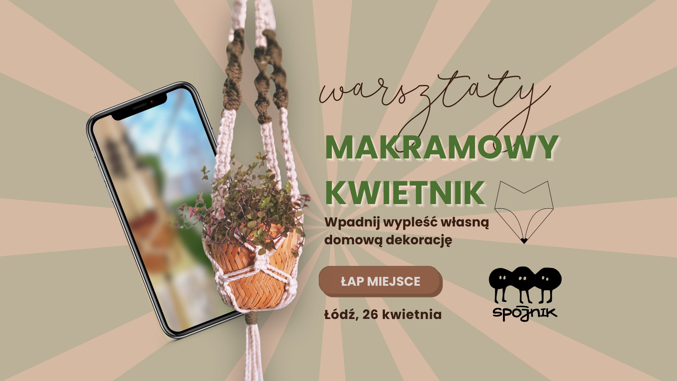 warsztaty makramowy kwietnik Łódź chytra sztuka